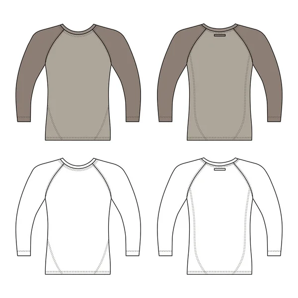 Shirt Man Template Frente Visão Traseira Ilustração Vetorial Isolada Fundo — Vetor de Stock