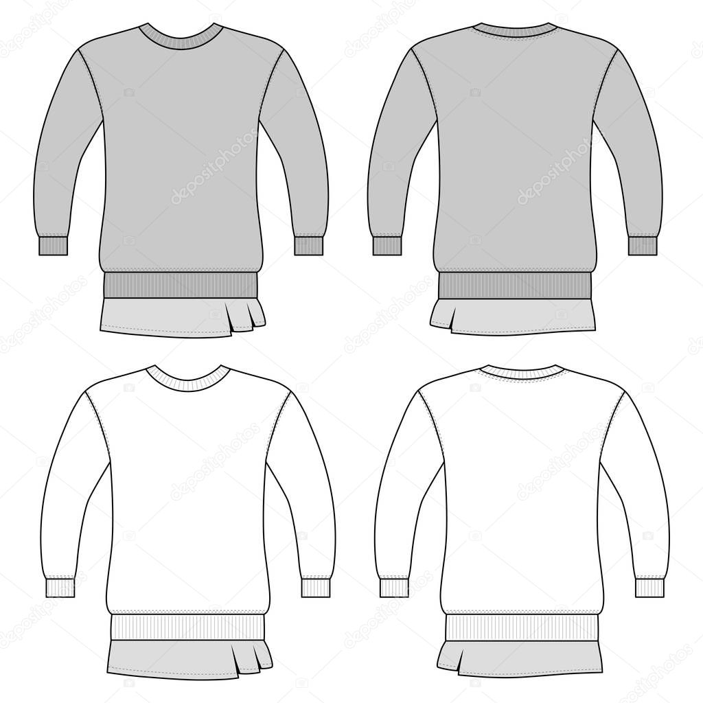 T shirt man template (front, back views), vector illustration isolated on background