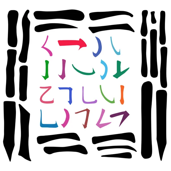 Основные Китайские Иероглифы Каллиграфические Символы Набор Рамок Цветных Элементов Horizontal — стоковый вектор