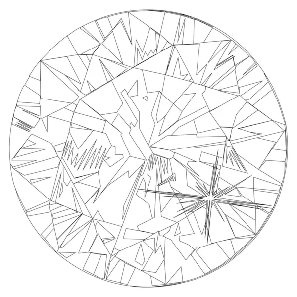 抽象多边形钻石壁画珠宝黑白轮廓室内绘画孤立垫背景 矢量插图 — 图库矢量图片