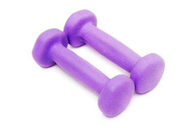 Spor dumbbells portre. Beyaz arka plan üzerinde izole Spor donatımı
