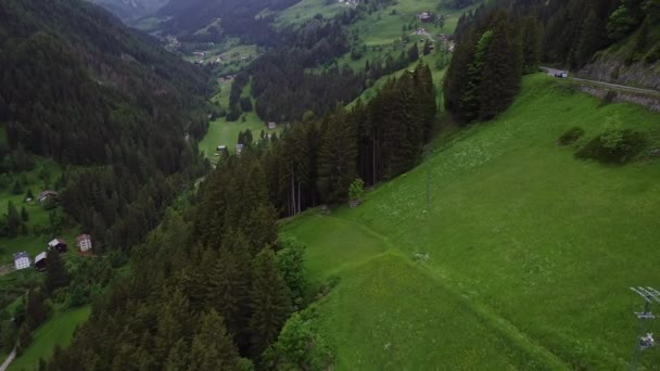 Lot nad lasów w górach — Wideo stockowe