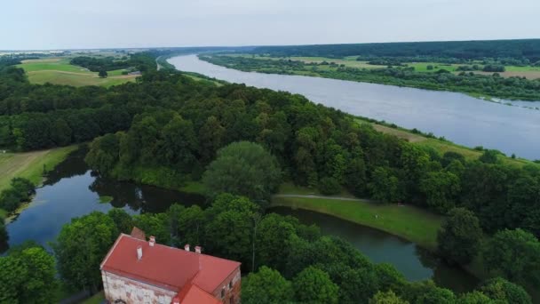 Flygfoto över floden i fälten — Stockvideo