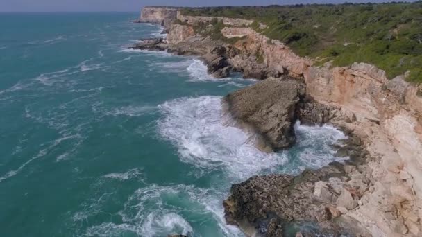 Flight over beautiful seashore at Mallorca — Stock Video