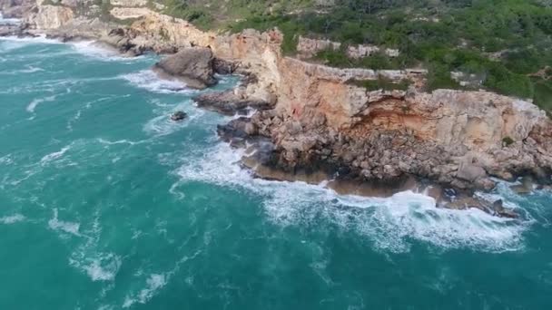 Zbor deasupra mării frumoase la Mallorca — Videoclip de stoc