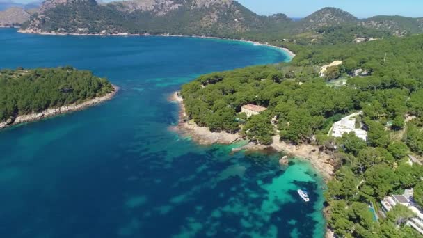 Flight over beautiful seashore at Mallorca — Stock Video