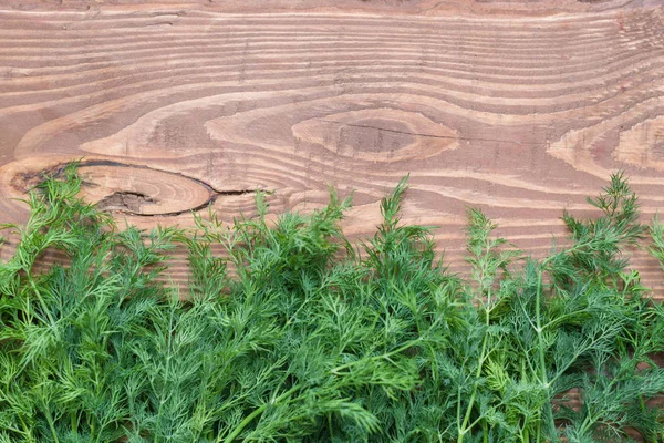 Endro orgânico verde fresco em um fundo de madeira . — Fotografia de Stock