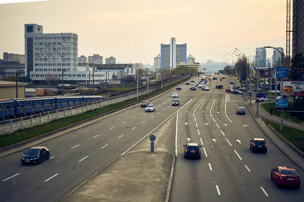 stock image Kiev, Ukraine - April 23, 2019: View of the highway in the city.