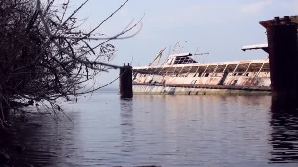 Vue Vieux Navire Coulé Rouillé — Video