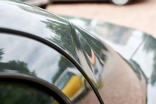 Small Dent Coating Black Car — Stock Photo, Image