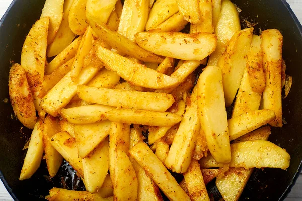 Pomme Terre Tranchée Aux Épices Cuisson Des Pommes Terre Frites — Photo