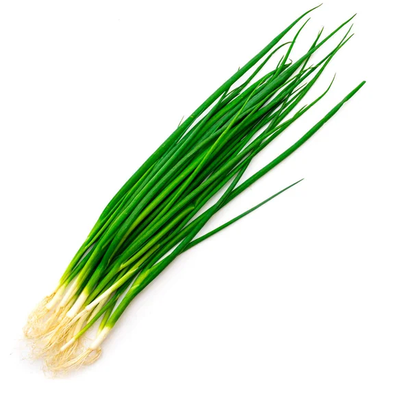 Stems Green Onions White Background Isolated — Stock Photo, Image