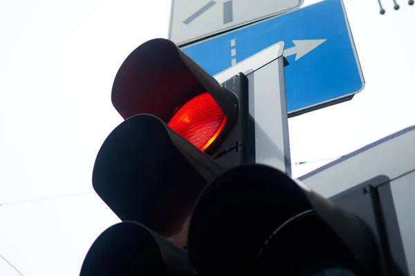 Светофор Красный Городской Улице — стоковое фото