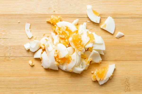 Uova Pollo Tritate Tagliere Ingrediente Cottura — Foto Stock