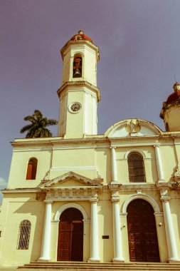 Cienfuegos, Cuba - katedral Immaculate Conception Cienfuegos şehir, Küba. Vintage ve yesteryear etkisi ile görüntü