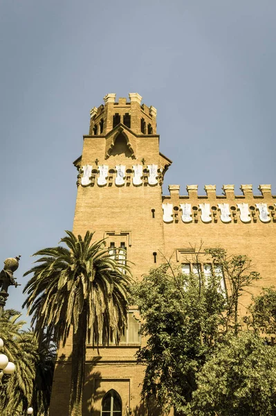 The Castle of the Three Dragons Castell dels Tres Dragons was one of the main buildings of the exhibition used as a museum of history, archeology, biology and natural sciences. Barcelona, Spain. Image with vintage and yesteryear effect