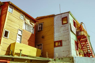 Buenos Aires, Arjantin - 13 Eylül: Buenos Aires Caminito görünümü. Caminito büyük kültür ve Turizm, La Boca Buenos Aires, Arjantin için geleneksel bir salonu var. Vintage ve yesteryear etkisi