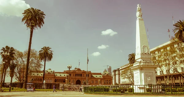 ブエノスアイレス アルゼンチン プラザ 五月広場 ブエノスアイレスでメインの広場です カーサ ロサダ ピンクの家 ヴィンテージと往年の効果 — ストック写真