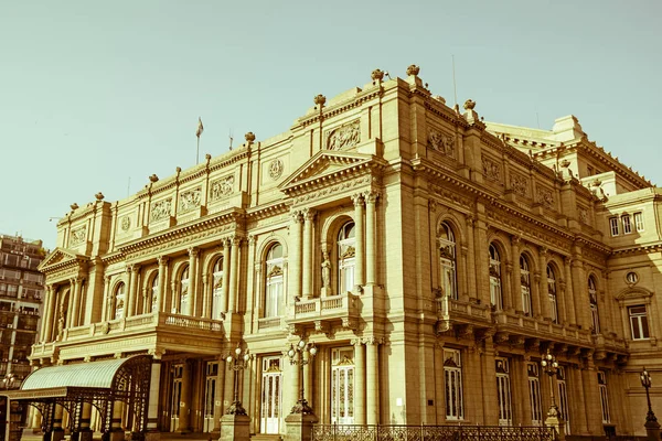 Facciata Del Teatro Colon Viale Julio Buenos Aires Argentina Effetto — Foto Stock