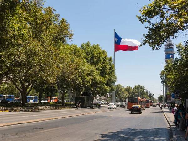 Santiago Chile Chile Enero 2018 Intenso Tráfico Avenida Alameda Calle — Foto de Stock