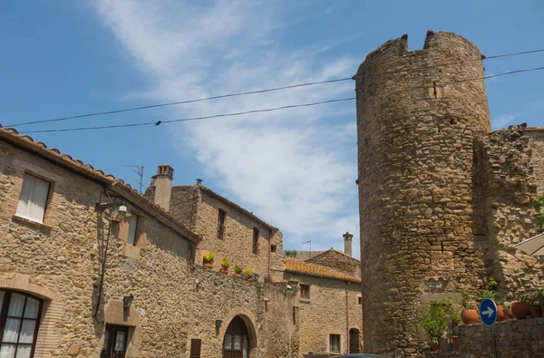 Torre Castelo Medieval Ullastret Coração Costa Brava Baix Emporda Catalunha — Fotografia de Stock