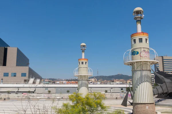 View Barcelona Spain Panorama Parc Espanya Industrial Summer Day Background — Stock Photo, Image