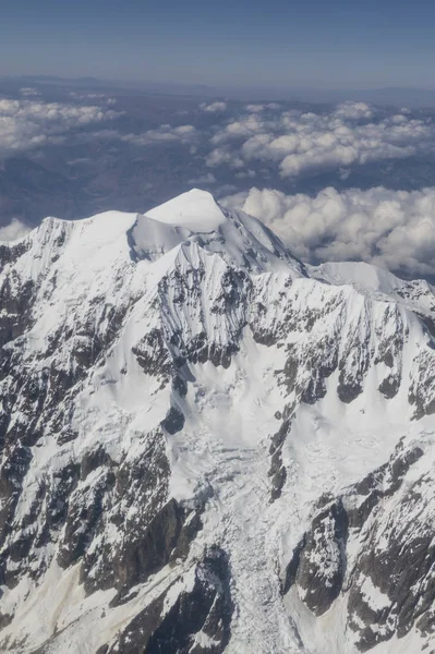 Vista Aérea Huayna Potosi Cordilheira Real Uma Cordilheira Altiplano Sul — Fotografia de Stock