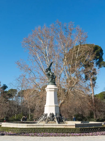 Madrid Spanien Januari 2018 Fontän Fallen Angel Fuente Del Angel — Stockfoto