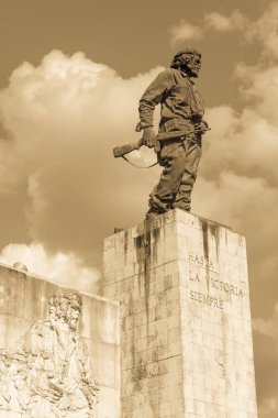 Che Guevara'nın Santa Clara'daki Müzesi ve Anıtı heykeli. Che Guevara kim Batista hükümetten 1959 yılında deviren bir isyancı ordu komutanıydı.