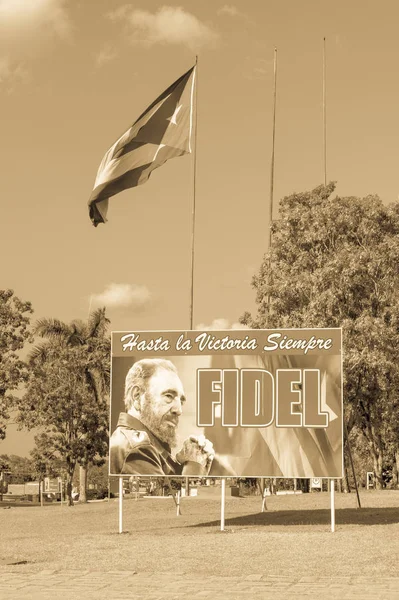 Santa Clara Cuba January 2017 Poster Image Fidel Castro Cuban — Stock Photo, Image