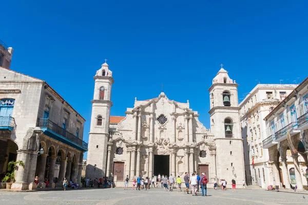 Havana Cuba Januari 2017 Panoramische Plaza Cathedral Oud Havana Met — Stockfoto