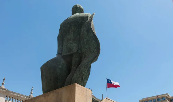 Indietro Del Monumento Statista Cileno Figura Politica Salvador Allende Gossens — Foto Stock