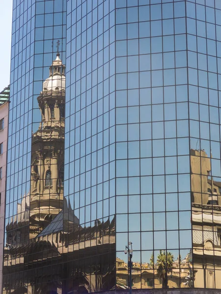 Reflection Glass Building Metropolitan Cathedral Santiago Armas Square Main Temple — Stock Photo, Image