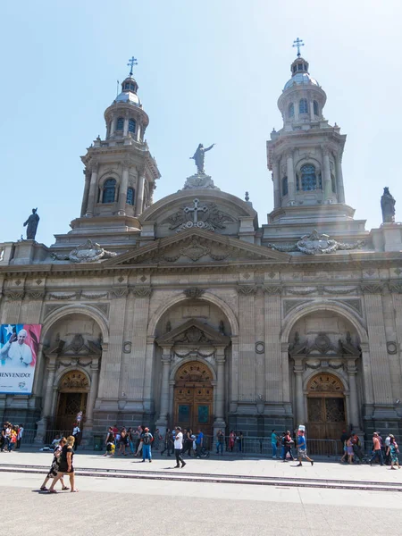 Cathédrale Métropolitaine Santiago Sur Place Armas Est Temple Principal Église — Photo