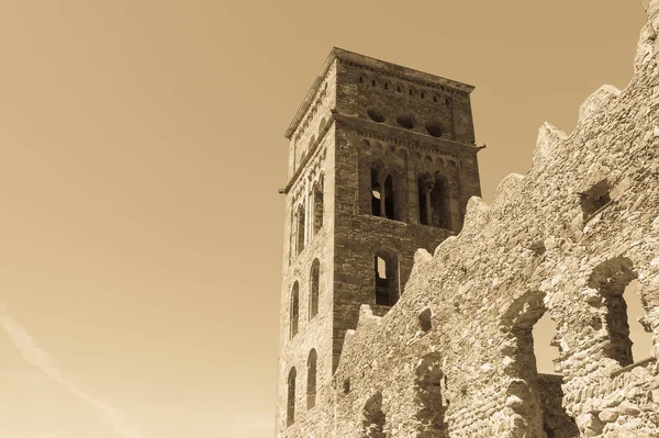 Romanesque Abbey Sant Pere Rodes Cap Creus Natural Park Колишній — стокове фото