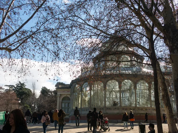 Madrid Španělsko Ledna 2018 Křišťálový Palác Palacio Cristal Parku Retiro — Stock fotografie