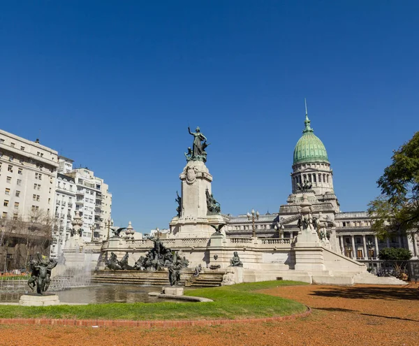 Źródła Monumentalny Kompleks Kongresu Kwadrat Buenos Aires Argentyna — Zdjęcie stockowe