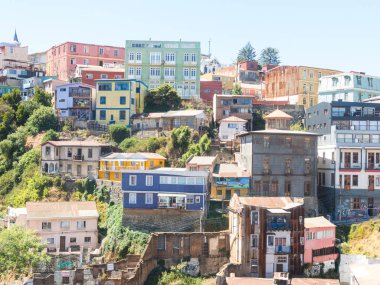 Tarihi şehir Valparaiso, Şili Cityscape üzerinde göster. 