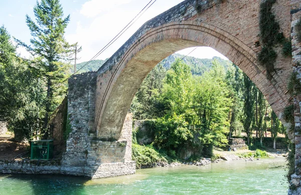 Романский мост с одной аркой, в Gerri de la Sal, на — стоковое фото
