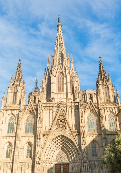 Facade of the Metropolitan Cathedral Basilica of Barcelona (also — Stock Photo, Image