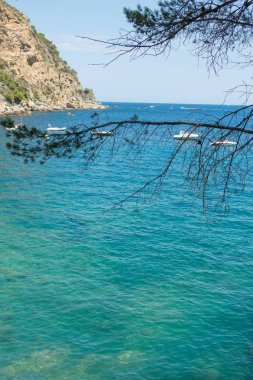 İspanya'nın Girona eyaletinde, Begur'daki Fonda plajının görüntüsü.