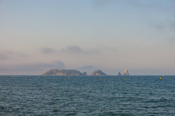 Panoramic of the Medes Islands, in the Mediterranean sea. Costa 