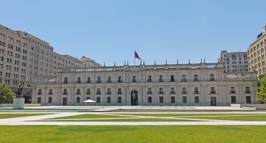 Cumhurbaşkanlığı Sarayı'La Moneda, Santiago, Şili'olarak bilinen, görünümünü. Bu Saray 1973 darbe bombalandı
