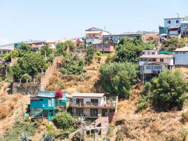 Tarihi şehir Valparaiso, Şili Cityscape üzerinde göster. 