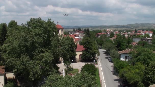 Panoramisch Uitzicht Het Griekse Dorp — Stockvideo