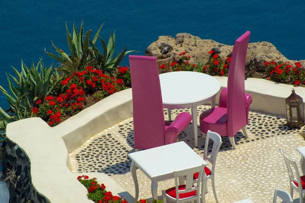 Mooi Balkon Van Oia Dorp Santorini Eiland Griekenland — Stockfoto