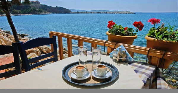 Traditionella Grekiska Cafeteria Stranden Grekland — Stockfoto