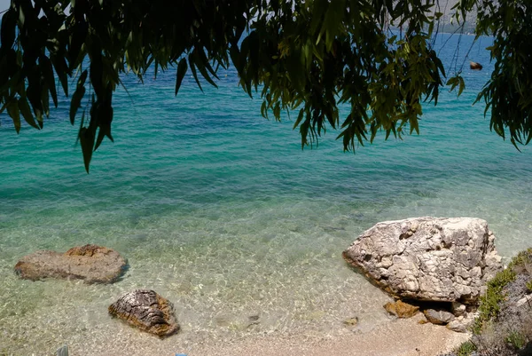 Sommer Abstrakten Hintergrund Von Tropischen Strand Ionischen Meer Griechenland lizenzfreie Stockbilder