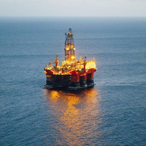 offshore oil and gas platform with illumination