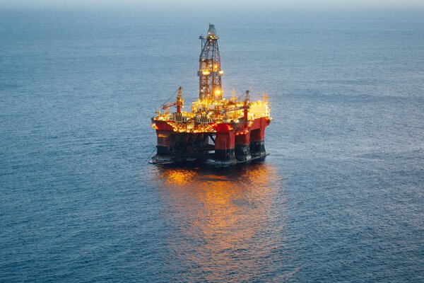 offshore oil and gas platform with illumination